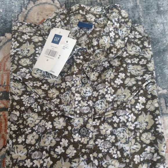 NWT Size 8 Brown Floral Button Down Shirt - Picture 7 of 7